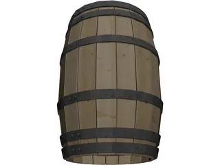Wooden Barrel 3D Model preview