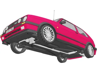 Volkswagen Golf Mk2 GTI Typ 19E (1989) 3D Model preview