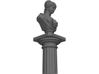 Woman Goddess Statue 3D Model preview