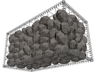 Natural Large Stone-Filled Metal Gabions 3D Model preview