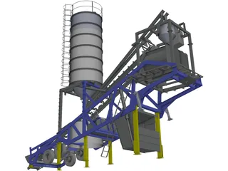 Mobile Concrete Batching Plant Mixer 3D Model preview