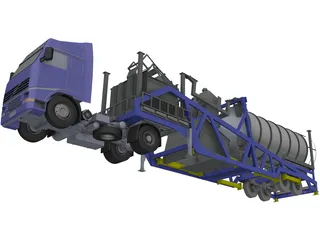 Mobile Concrete Batching Plant Mixer Unit Mobile 3D Model preview