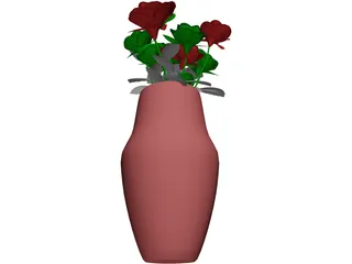 Roses in Vase 3D Model preview