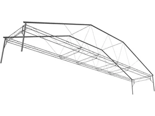 Fink Truss Bridge 3D Model preview