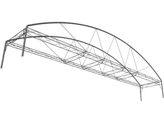 Arched Fink Truss Bridge 3D Model preview