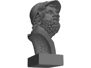 Roman Bust Statue 3D Model preview