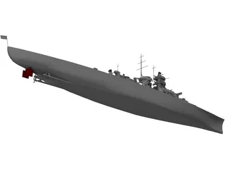 Gneisenau Cruiser 3D Model preview