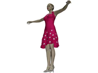Summergirl in Strawberry Dress 3D Model preview