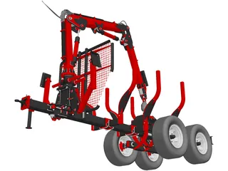 Truck Forest Trailer 3D Model preview