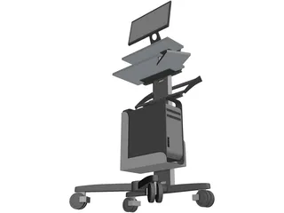 Mobile Computer Cart 3D Model preview