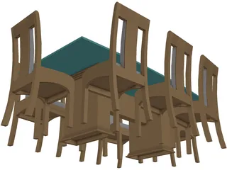 Dining Table and Chairs 3D Model preview