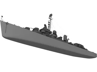 USS Kidd Destroyer 3D Model preview