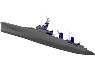 Belfast Light Cruiser 3D Model preview