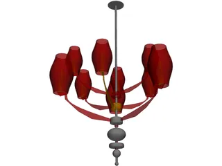 Modern Asian Chandelier 3D Model preview