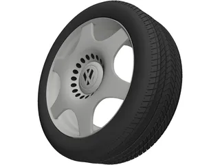 VW Rim and Tyre 3D Model preview