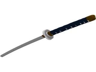 Short Katana Sword 3D Model preview