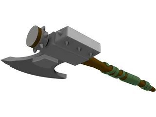 Medieval Battle Axe Handle 3D Model preview