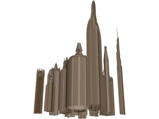 Futuristic Skyscraper Collection 3D Model preview