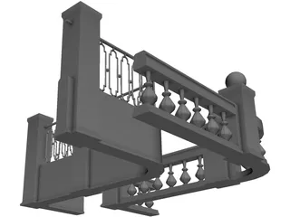 Modular Fence Parts 3D Model preview
