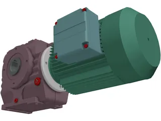 Worm Gear Motor Large 3D Model preview