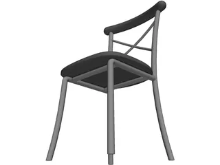 Metal Kitchen Chair with Padded Back 3D Model preview