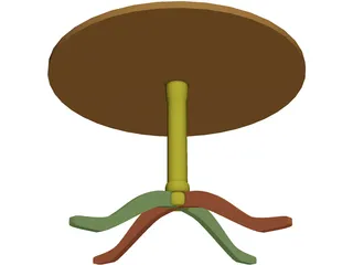 Wooden Round End Table 3D Model preview