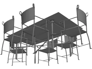 Table with Chairs 3D Model preview