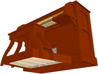 Church Pipe Organ Console 3D Model preview