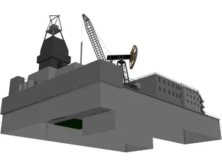 Oil Fraking Island Rig 3D Model preview