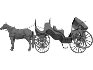 Old Style Horse Carriage 3D Model preview