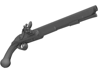 Flintlock Holster Pistol C 1760 3D Model preview