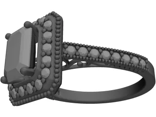 Gold Jewelry Ring with Gems 3D Model preview