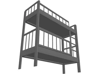 Two-Level Children Bed 3D Model preview