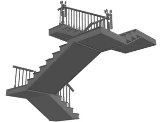 Stair with 3 Flights and 3 Landings 3D Model preview