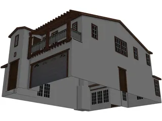 Spanish Style House 2 Story 3D Model preview