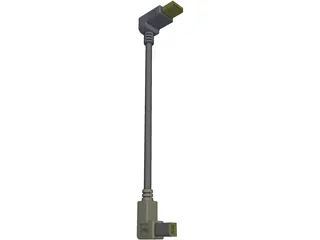USB Right Angle Type B 3D Model preview