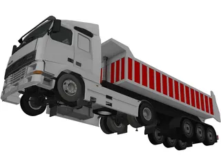 Volvo FH16 Semitrailer Dumper 5 Axle 3D Model preview