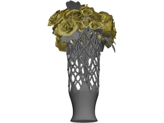 Vase with Roses 3D Model preview
