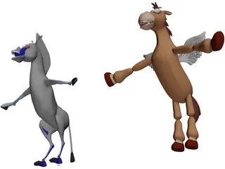 Animated Cartoon Horse 3D Model preview