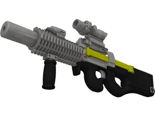 P-90 Machine Gun 3D Model preview