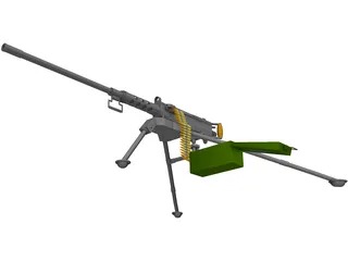 M2A2 HB .50 Cal Machine Gun 3D Model preview