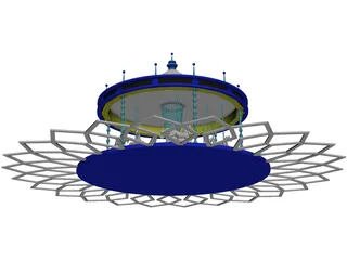 Amusement Park Carousel 3D Model preview