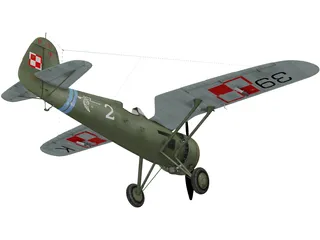 PZL P.11 3D Model preview