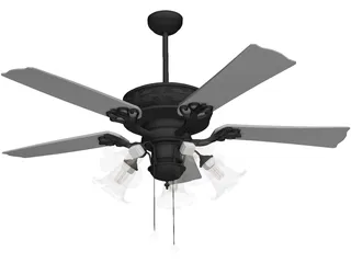 Ceiling Fan with Lamp 3D Model preview