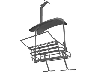 Triple Ski Lift Chair 3D Model preview