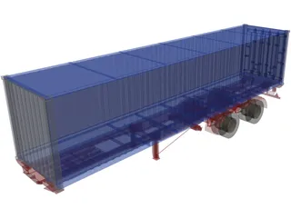 Renault Magnum Container Trailer 3D Model preview
