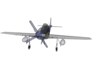 North American Mustang MP51D 3D Model preview
