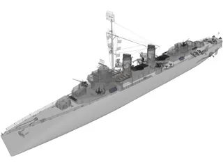 USS Fletcher 3D Model preview