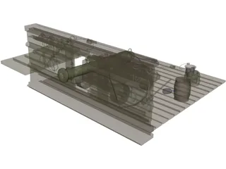 British Naval Cannon (12 lb) 3D Model preview