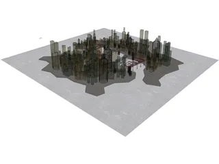 City Part at Midnight 3D Model preview